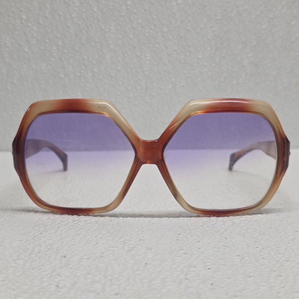 Vintage Oversized Womens Glasses 70s Frames Plastic Clear &‎ Brown Purple Lens